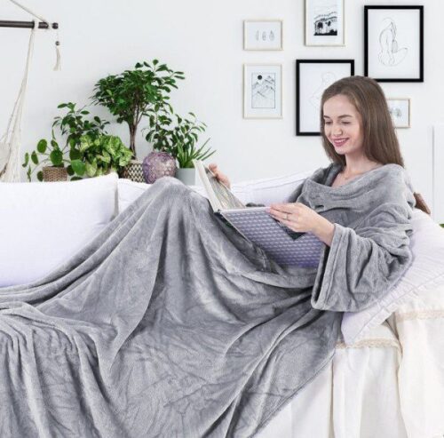 Deka s rukávmi DecoKing Lazy oceľová Deka s rukávmi DecoKing Lazy oceľová