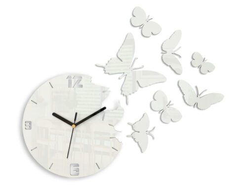 3D nalepovacie hodiny Butterflies biele 3D nalepovacie hodiny Butterflies biele