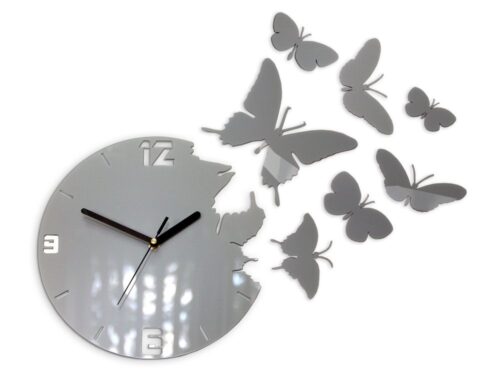 3D nalepovacie hodiny Butterfly sivé 3D nalepovacie hodiny Butterfly sivé