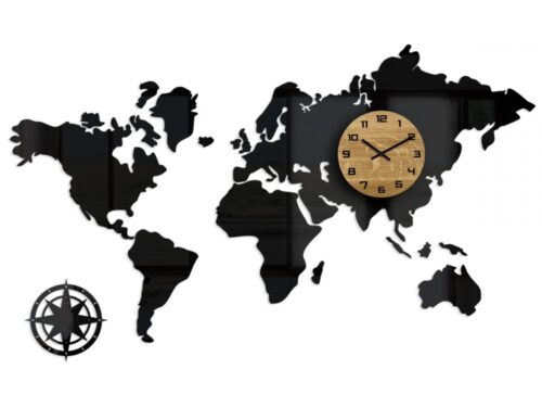3D nalepovacie hodiny Continents čierne 3D nalepovacie hodiny Continents čierne