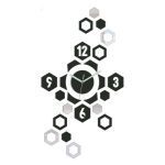 3D nalepovacie hodiny Hexagon wenge