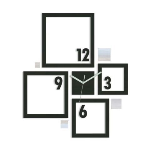 3D nalepovacie hodiny Quadrat wenge
