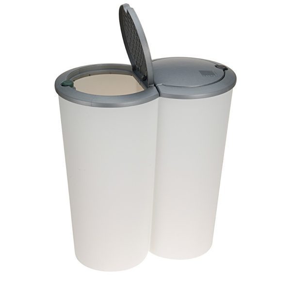 Odpadkový kôš Matteo 2x25 L bielo-sivý