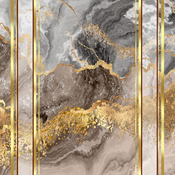 Koberec Marble Frame 80x200 cm sivý/zlatý