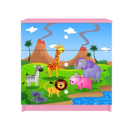 Komoda Babydreams 80 cm safari růžová Komoda Babydreams 80 cm safari růžová