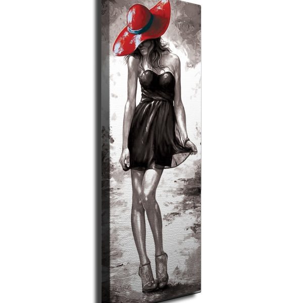 Obraz na plátně Beauty with hat PC107 30x80 cm