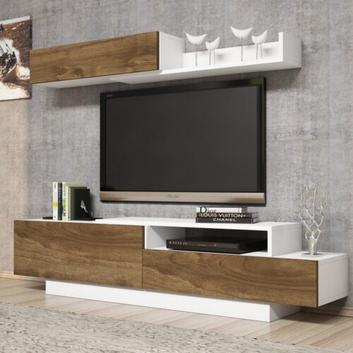 Obývacia stena Elda 160 cm biela/hnedá Obývacia stena Elda 160 cm biela/hnedá