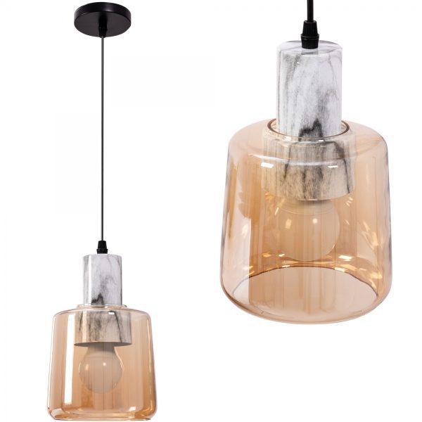 Závěsná lampa LA BELLE II růžová/mramor