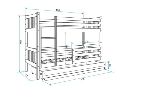 BMS Poschodová detská posteľ CARINO | 80 x 190 cm Farba: biela / zelená BMS Poschodová detská posteľ CARINO | 80 x 190 cm Farba: biela / zelená