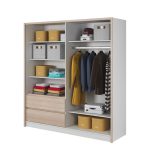 ArtPS Šatníková skriňa RHEA 200 Farba: biela/dub artisan – Obrázok 2