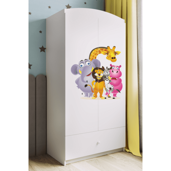 Detská skriňa Babydreams 90 cm ZOO biela