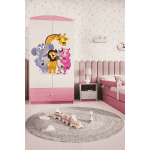 Detská skriňa Babydreams 90 cm ZOO ružová