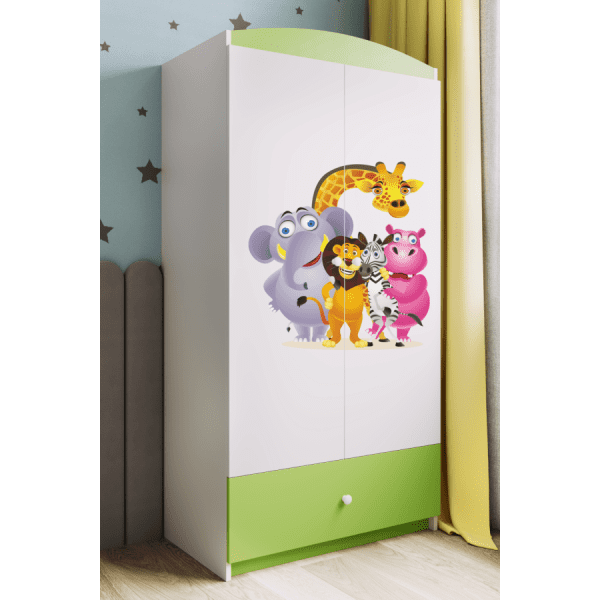 Detská skriňa Babydreams 90 cm ZOO zelená