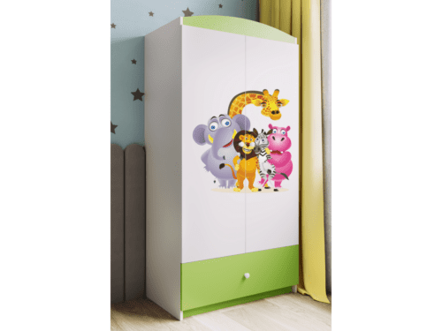 Detská skriňa Babydreams 90 cm ZOO zelená Detská skriňa Babydreams 90 cm ZOO zelená