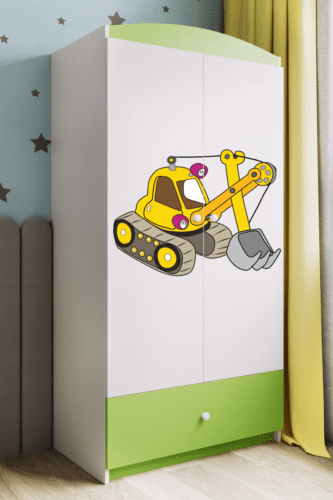 Detská skriňa Babydreams 90 cm bager zelená Detská skriňa Babydreams 90 cm bager zelená