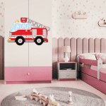 Detská skriňa Babydreams 90 cm hasičské auto ružová