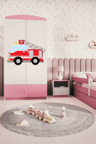 Detská skriňa Babydreams 90 cm hasičské auto ružová Detská skriňa Babydreams 90 cm hasičské auto ružová