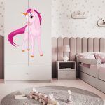 Detská skriňa Babydreams 90 cm jednorožec biela