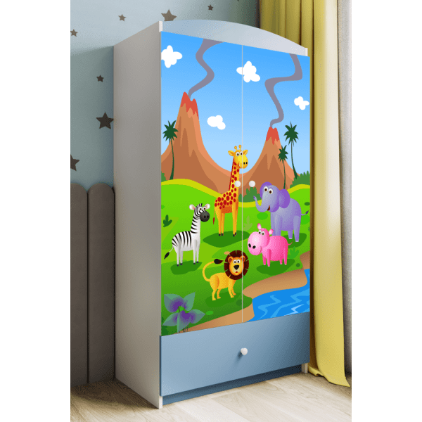 Detská skriňa Babydreams 90 cm safari modrá
