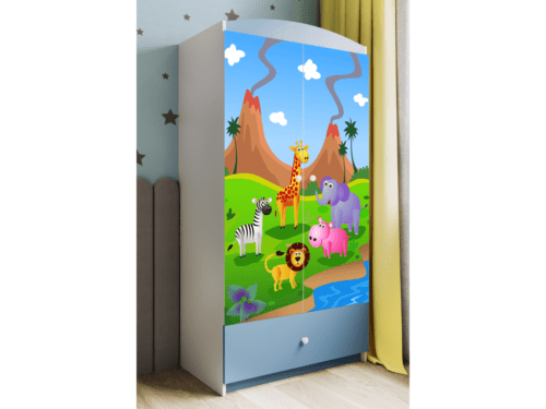 Detská skriňa Babydreams 90 cm safari modrá Detská skriňa Babydreams 90 cm safari modrá