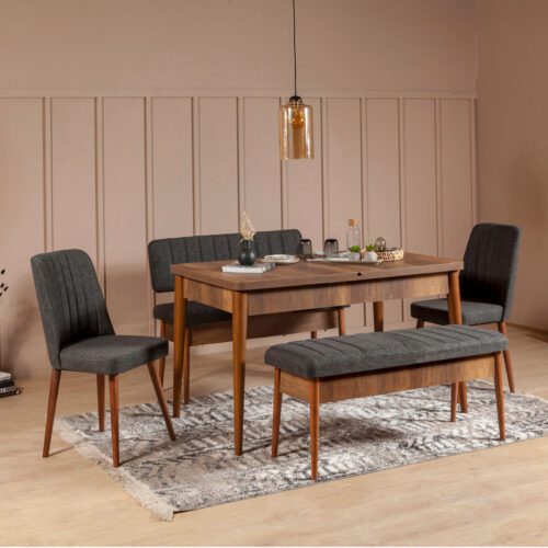 Jedálenský set Vina 5D orech/antracit Jedálenský set Vina 5D orech/antracit