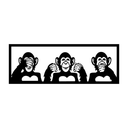Nástenná dekorácia Three Monkeys čierna - M Nástenná dekorácia Three Monkeys čierna - M