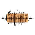 Nástenná drevená dekorácia MUSIC hnedá/čierna