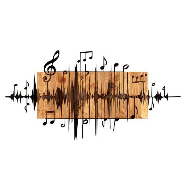 Nástenná drevená dekorácia MUSIC hnedá/čierna