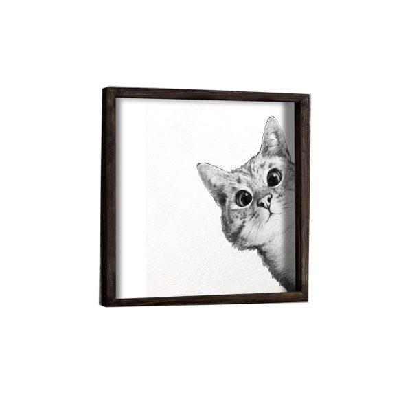 Nástenný obraz Cat 33x33 cm čiernobiely