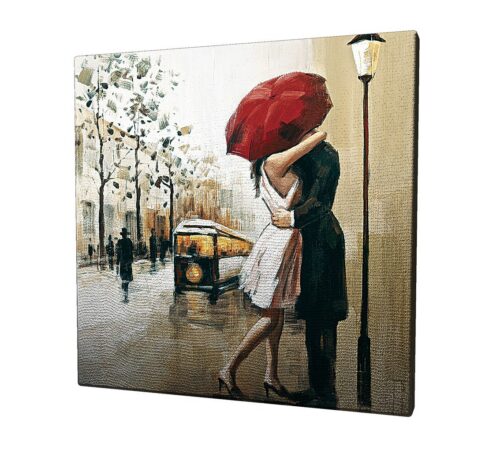 Obraz na plátne Red umbrella kiss KC042 45x45 cm Obraz na plátne Red umbrella kiss KC042 45x45 cm