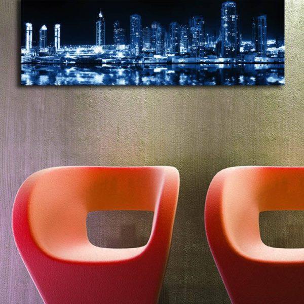 Obraz s LED osvetlením NOČNÉ MRAKODRAPY 6 30 x 90 cm