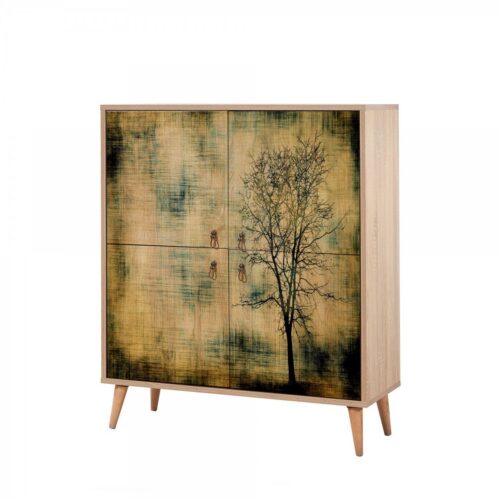 Komoda Kikos 95 cm dub sonoma/zelená Komoda Kikos 95 cm dub sonoma/zelená