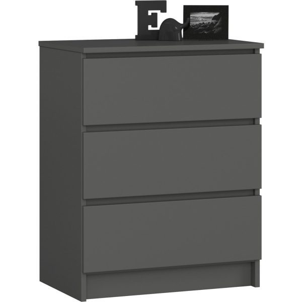 Komoda Kuba 60 cm s 3 zásuvkami grafitová