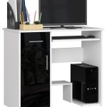 Volně stojící psací stůl Jay 90 cm bílý/černý lesk