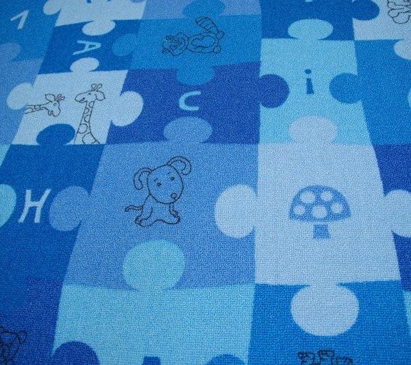 Detský koberec PUZZLE modrý