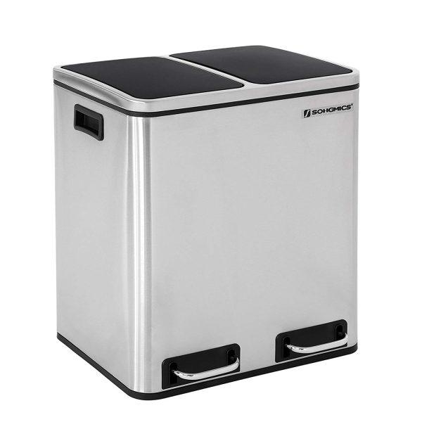 Odpadkový kôš Rubax 2 x 15 L strieborno-čierny