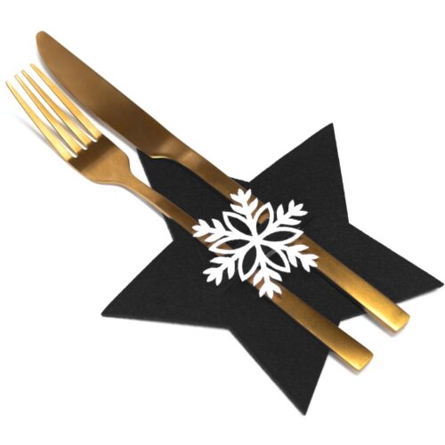 Vianočný obal na príbor Black Star 4 ks čierny Vianočný obal na príbor Black Star 4 ks čierny