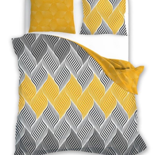 Bavlnené obliečky Elegant 021-B 220x200 + 2x 70x80 žlté-šedé