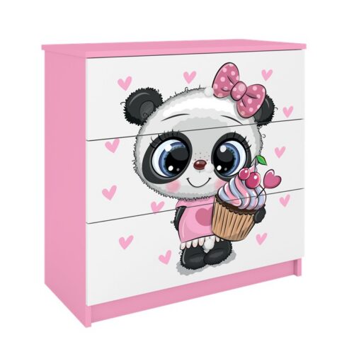 Dětská komoda BABYDREAMS Panda růžová Dětská komoda BABYDREAMS Panda růžová