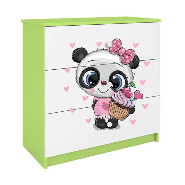 Dětská komoda BABYDREAMS Panda zelená