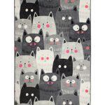 Detský koberček Cats 140x190 cm sivý