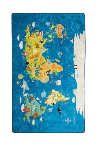 Detský koberec World Map 100x160 cm modrý Detský koberec World Map 100x160 cm modrý