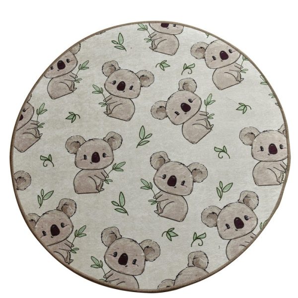 Detský kulatý koberec Koala 100 cm sivý