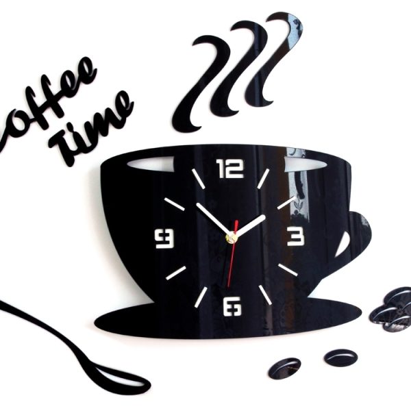 Nástěnné hodiny Coffee černé
