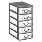Mini organizér na drobnosti s 5 zásuvkami Poks sivý