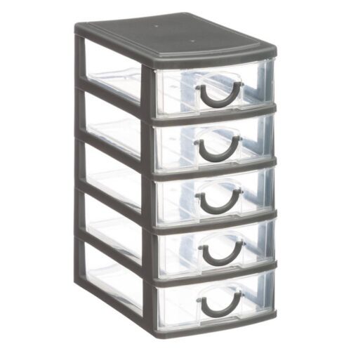 Mini organizér na drobnosti s 5 zásuvkami Poks sivý Mini organizér na drobnosti s 5 zásuvkami Poks sivý