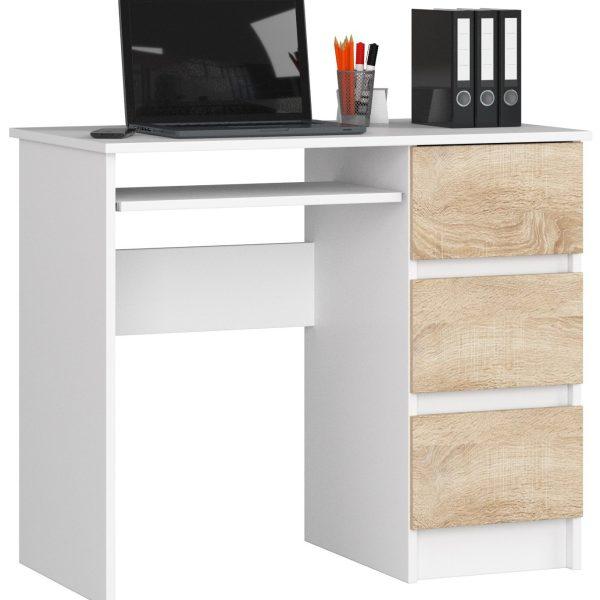 Písací stôl A-6 90 cm biely/dub sonoma pravý
