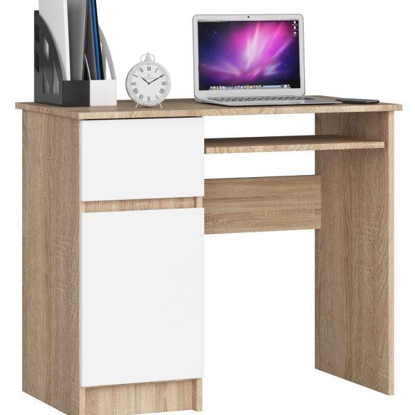 Psací stôl PIKSEL 90 cm dub sonoma/biely ľavý