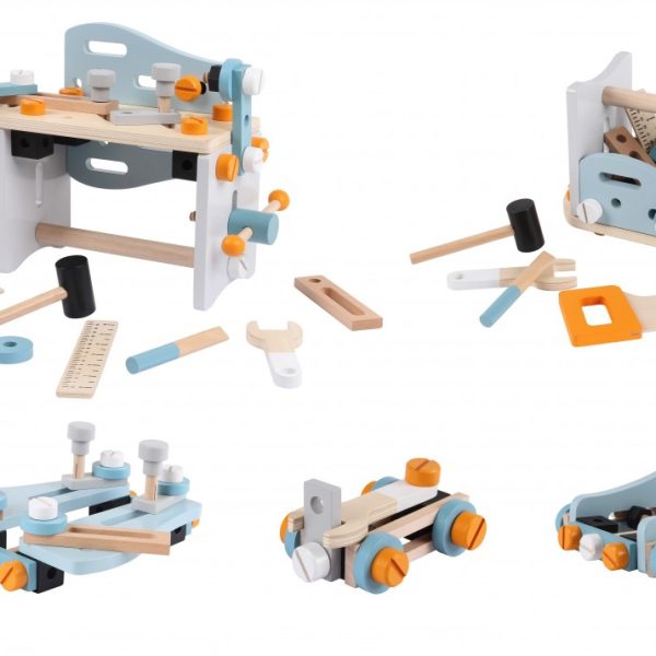 Drevená dielňa s náradím EcoToys – 52 dielov