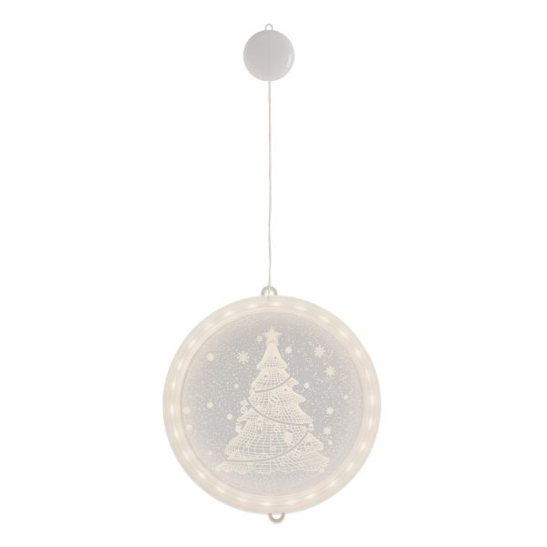 LED kulatá světelná ozdoba na okno CHRISTMAS TREE bílá